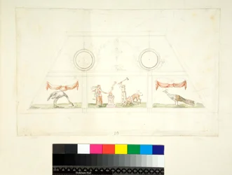 Abóbada da Villa Madama (giz preto, alguns com caneta e tinta castanha. cor com aguarela)