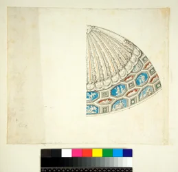 Abóbada da Villa Madama (giz preto, alguns com caneta e tinta castanha. cor com aguarela)