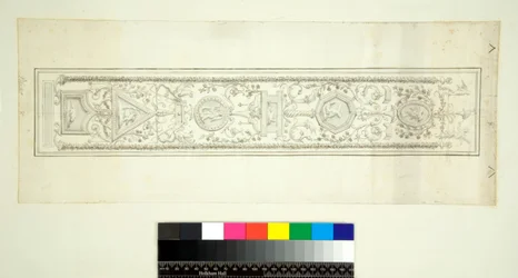 Abóbada da Villa Madama (giz preto, alguns com caneta e tinta castanha. cor com aguarela)