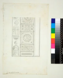 Abóbada da Villa Madama (giz preto, alguns com caneta e tinta castanha. cor com aguarela)
