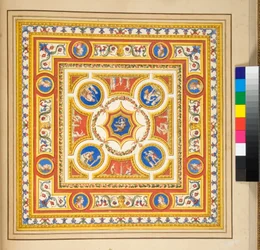 Volta del Palazzo di Augusto (giz preto, alguns com caneta e tinta castanha. cor com aguarela)
