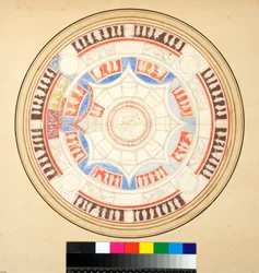 Volta di Giove na Domus Aurea (giz preto, alguns com caneta e tinta castanha. cor com aguarela)