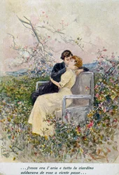 Dois amantes, ilustração de Pietro Scoppetta (1863-1920), Itália, século XX
