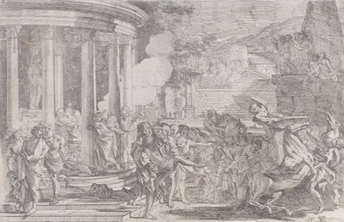 Sinorix carregado do templo de Artemis tentando escapar dos efeitos do veneno..., ca. 1640.