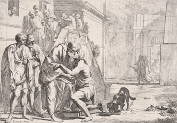 O retorno do filho pródigo, o pai abraçando o filho, de uma série,..., ca. 1645.