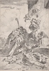Três santos Lucchese intercedendo junto à Virgem pelas vítimas da peste...., ca. 1630-31.