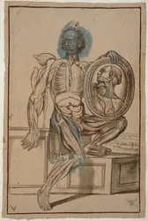 Ms Hunter 653 Desenho Anatômico da Placa V, c.1610 (lápis e giz sobre papel)