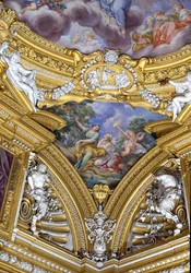 A, sala, de, apollo, corredor, de, apollo, detalhe, de, pendentive, descrevendo, a, muses, polyhymnia, e, erato, c.1647, fresco