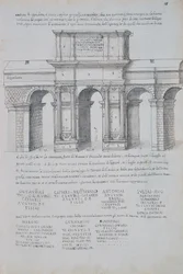 Arco de Cláudio em Roma, desenho, das Antiguidades Romanas, de Pirro Ligório (1513-1583)
