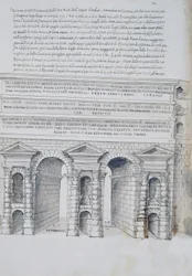 Porta Maggiore em Roma, desenho, das Antiguidades Romanas, de Pirro Ligorio (1513-1583)