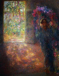 Casa floral, ca 1910, de Plinio Nomellini (1866-1943), óleo sobre tela, 200x160 cm, Itália, século 20