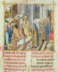 Coroação do rei da Polónia, do Pontifical do bispo Erasmo Ciołek, c. 1510