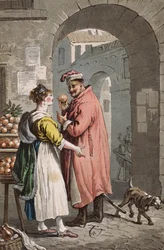 Vendedor de laranja em Varsóvia, c.1810 (gravação a cores)