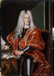 "Retrato de um homem polaco desconhecido, provavelmente um estadista, de condição rica, usando uma peruca e uma armadura. Ele usa cruzes de nobreza e apresenta uma carta dirigida ao Grande Chanceler. Pintura