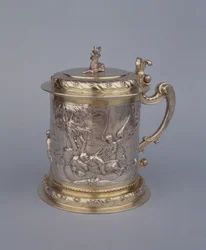 Tankard com cenas da vida do profeta Elias (prata e prata dourada)
