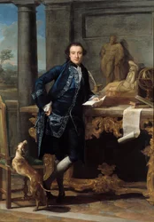 Retrato do intelectual inglês Charles John Crowles (1738-1811) Pintura de Pompeo Batoni (1708-1787) Sol do século XVIII. 2,48x1,72 m