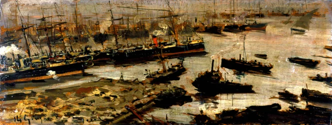 Porto de Génova, pintura de Mariani