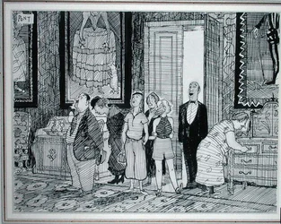 The British Character: keen interest in historical houses, ilustração de Punch, publicado em 8 de julho de 1936 (caneta e tinta sobre papel)