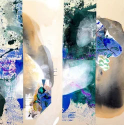Camadas abstratas em azul e verde