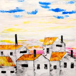 Paisagem urbana de uma vila animada