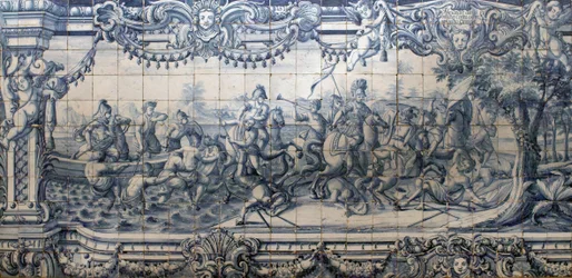 Alexandre, o Grande (356-323 a.C.), a combater os persas - painel de azulejos de Lisboa, ca. 1745 - Museu Nacional do Azulejo, Lisboa (Portugal)