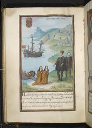 Ilustração de uma história das peregrinações das freiras de Syon, compilada em Lisboa no início do século XVII