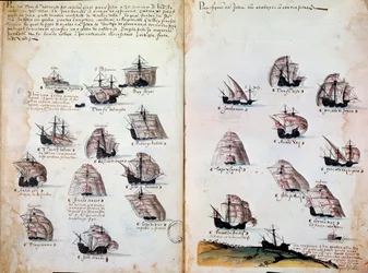 Navios de guerra. Memórias das armadas de Portugal sob o reinado de D. Manuel I (1469 - 1521). Manuscrito de 1505. Paris. BN