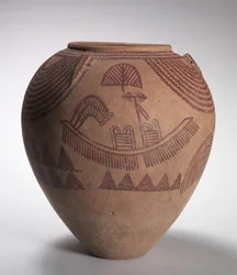 Jarro decorado com cenas de barco, período pré-dinástico médio, períodos de Naqada IIc-d, c.3300-3100 aC