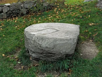Civilização dos Camunos, Pré-história: altar de sacrifícios. Período entre o Neolítico e a Idade do Bronze. Capo di Ponte, Parque Nacional das Gravuras Rupestres de Naquane, Valcamonica, Val Camonica, Itália