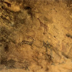 Dança fálica pré-histórica, Espanha, Catalunha, Lleida, El Cogul, Grotte des Maures (pintura)
