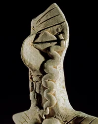 Pré-história: a cabeça da mulher. Estatueta de barro do Turquemenistão central (região de Gonur Tepe). 3000-2500 AC, Idade do Bronze Moscou, Instituto de Arqueologia da Academia de Ciências da Rússia, Rússia