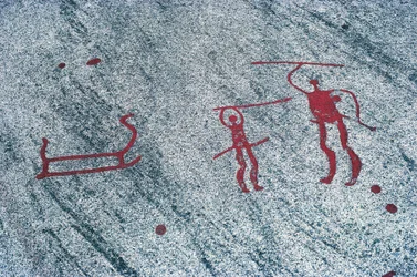 Suécia, Condado de Vastra Gotaland, Norte de Bohuslan, Tanum (Tanumshede), pinturas rupestres
