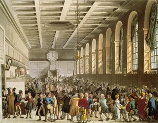 Alfândega, The Long Room, do Microcosmo de Londres de Ackermann