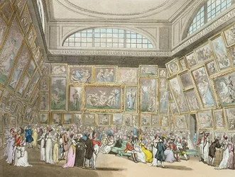 Sala de Exposições, Somerset House, de &39;Ackermann&39;s Microcosm of London&39;, 1808 (aquatinta colorida)