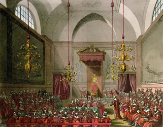 Câmara dos Lordes do "Microcosmo de Londres" de Ackermann