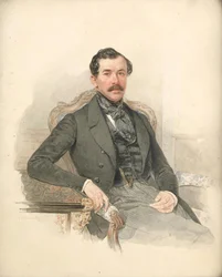 Maximilien de Leuchtenberg, mecene et mineralogiste - Retrato de Maximilian de Beauharnais, 3º Duque de Leuchtenberg (1817-1852) - Pyotr Fyodorovich Sokolov (1791-1848). Aquarela sobre papelão Dimensão : 25x21 cm Colecção Privada