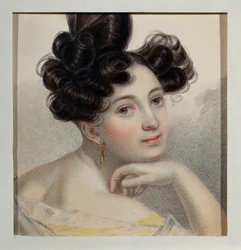 Retrato da Condessa Glafira de Balmen. Trabalho de Pyotr (Piotr) Fyodorovich Sokolov (Peter Sokolov) (1791-1848), aguarela sobre papel, ca. 1828. Arte russa
