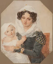 Retrato da condessa Maria Nikolayevna Volkonskaya 1805-1863 com o filho Nikolay, 1826