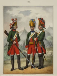 Granadeiros do Regimento Preobrazhensky, Semenovsky e Izmailovsky em 1763-1775, início da década de 1840
