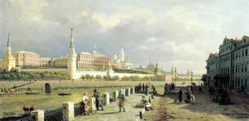 Vista do Kremlin da Sophia Embankment em Moscou, 1879.
