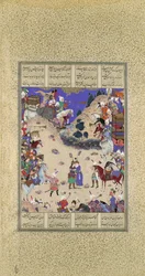 Faridun Abraça Manuchihr, Fólio 59v do Livro dos Reis Shahnama..., ca. 1525.