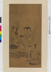 Números depois de Chen Hongshou (tinta e cor sobre seda)