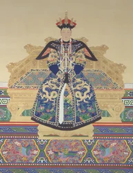 Imperatriz Xiao Cheng Ren (1653 - 1674) primeira consorte do imperador Kangxi da dinastia Qing (tinta e cor sobre seda)