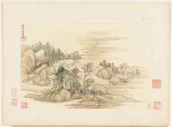 Paisagens segundo os antigos mestres, datadas de 1674 e 1677 (álbum de doze folhas; tinta e cor sobre papel)