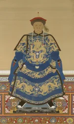 Retrato de Oboi (c.1610-1669), regente durante o reinado do Imperador Kangxi (tinta e cor sobre seda)