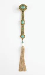 Cetro Ruyi, reinado de Qianlong (ouro, turquesa e seda)