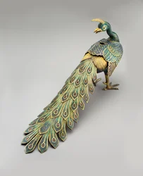 Queimador de incenso cloisonné em forma de pavão