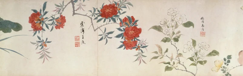 Flores, Handscroll (tinta e cor sobre papel)