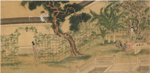 Cena da peça Romance da Câmara Ocidental, de Wang Shifu, século XVI.