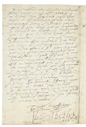 Carta em francês de Elizabeth I da Inglaterra a Henri IV da França, c.1596